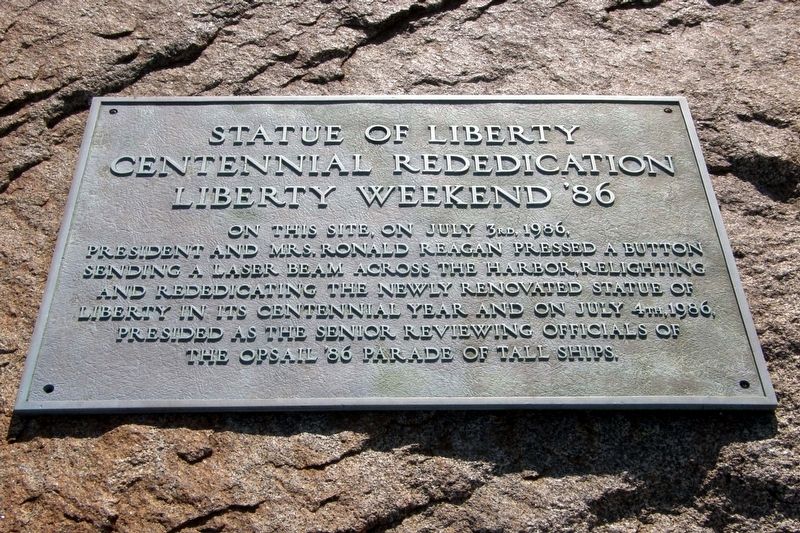 Statue of Liberty Centennial Rededication plaque. Click for full size. Statue of Liberty Centennial Rededication plaque image. Click for full size.
