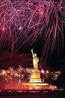 Statue of Liberty Centennial Rededication - The July 3 fireworks show. Click for full size. Statue of Liberty Centennial Rededication - The July 3 fireworks show image. Click for full size.