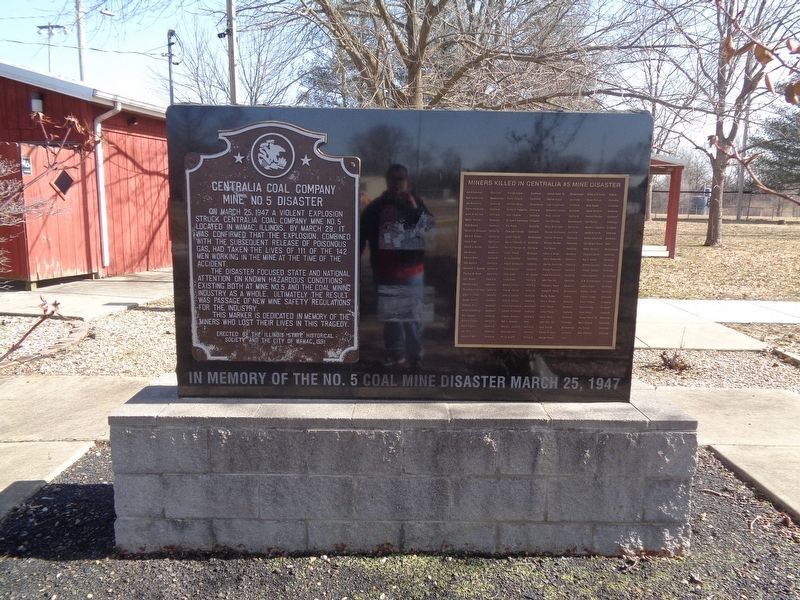 Centralia Coal Company Mine No. 5 Disaster Marker. Click for full size. Centralia Coal Company Mine No. 5 Disaster Marker image. Click for full size.