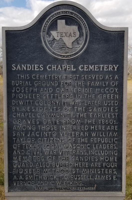 Sandies Chapel Cemetery Marker image. Click for full size.