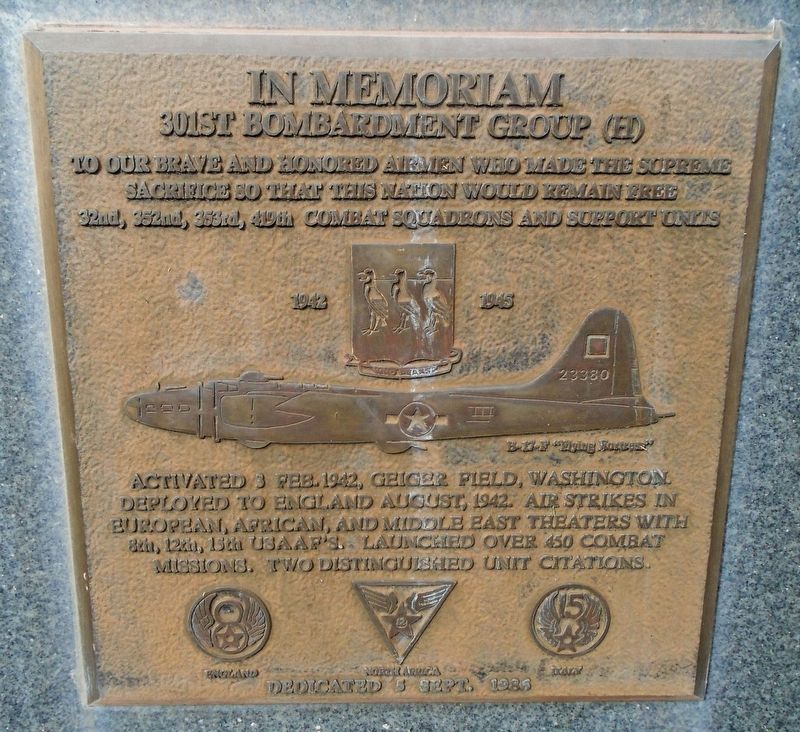 301st Bombardment Group (H) Marker image. Click for full size.