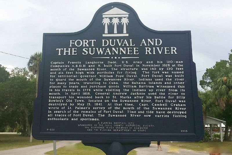 Fort Duval and the Suwannee River Marker image. Click for full size.
