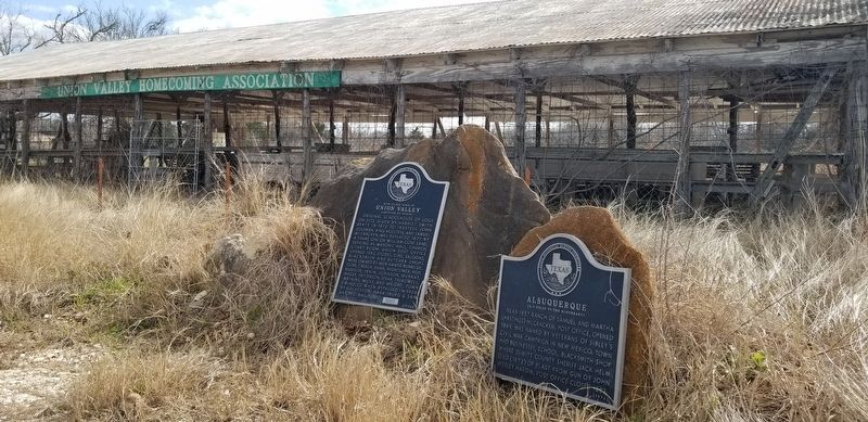 The Site of Old Town of Union Valley Marker is on the left of the two markers. image. Click for full size.