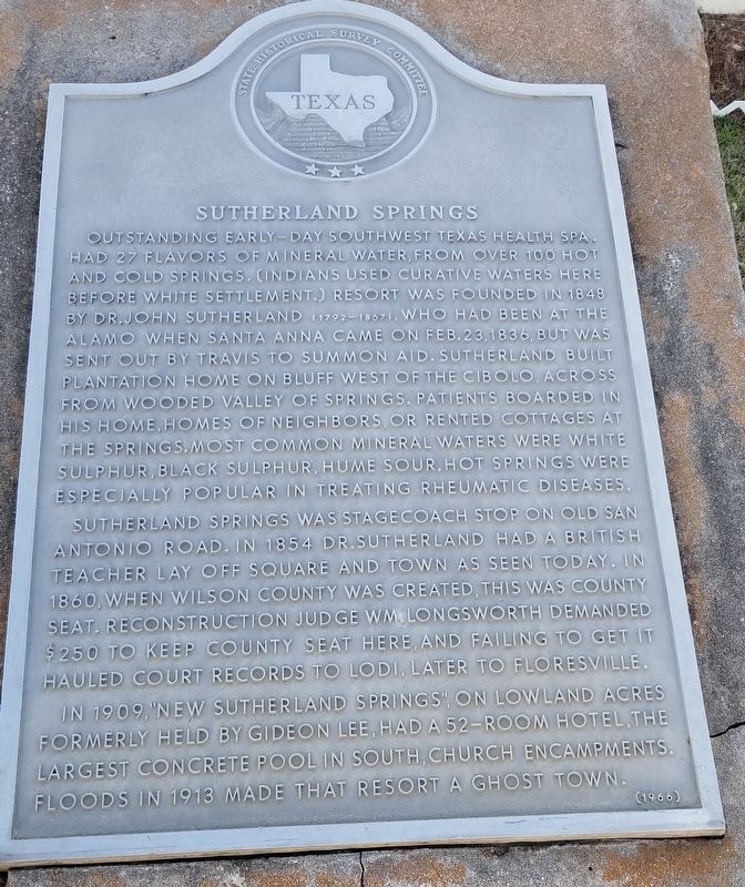 Sutherland Springs Marker image. Click for full size.