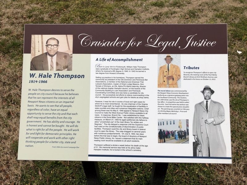 Crusader for Legal Justice Marker image. Click for full size.