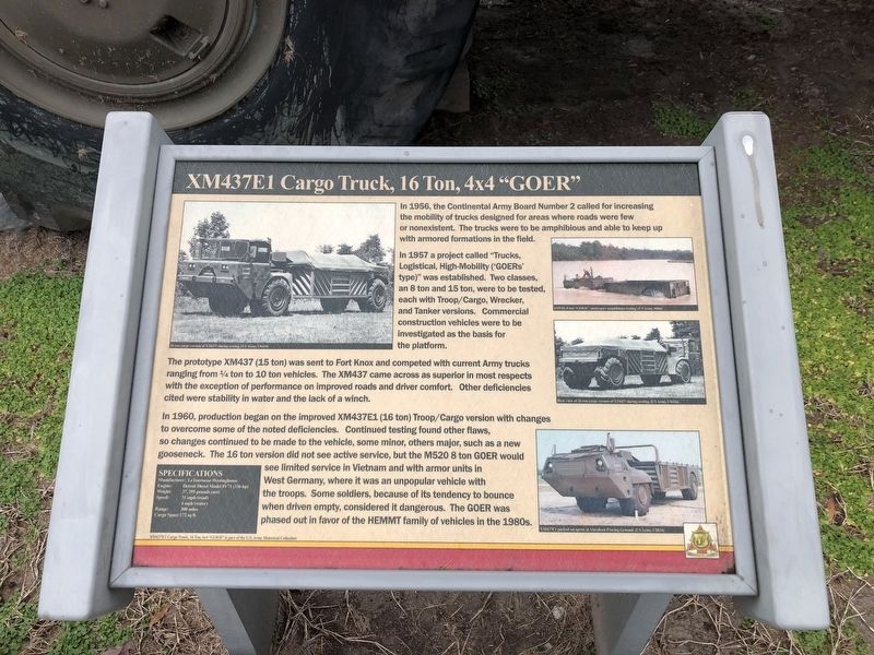 XM437E1 Cargo Truck, 16 Ton, 4�4 "GOER" Marker image. Click for full size.