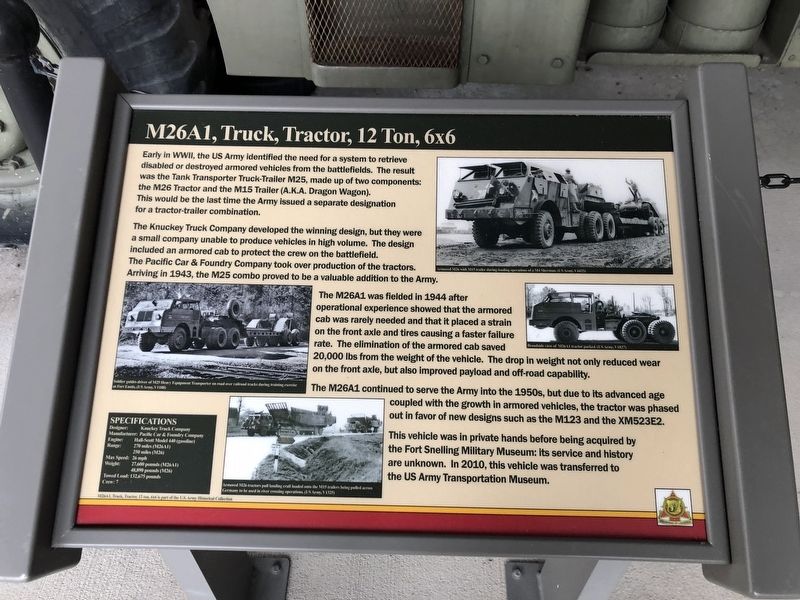 M26A1, Truck, Tractor, 12 Ton 66 Marker image. Click for full size.