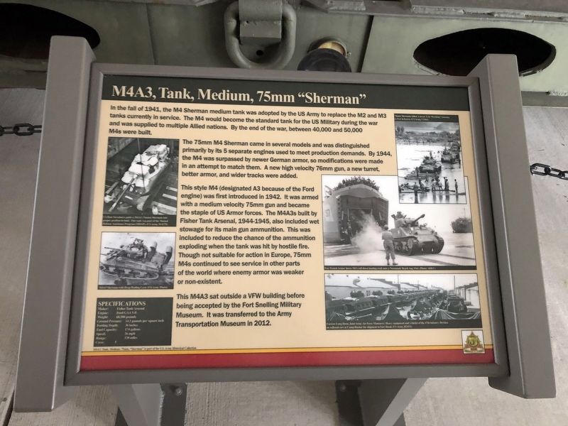 M4A3, Tank, Medium, 75mm "Sherman" Marker image. Click for full size.