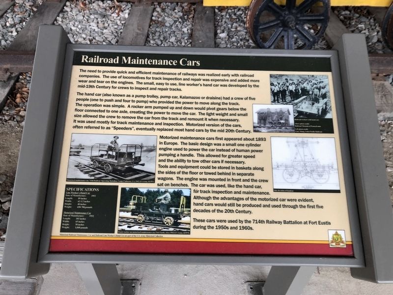 Railroad Maintenance Cars Marker image. Click for full size.