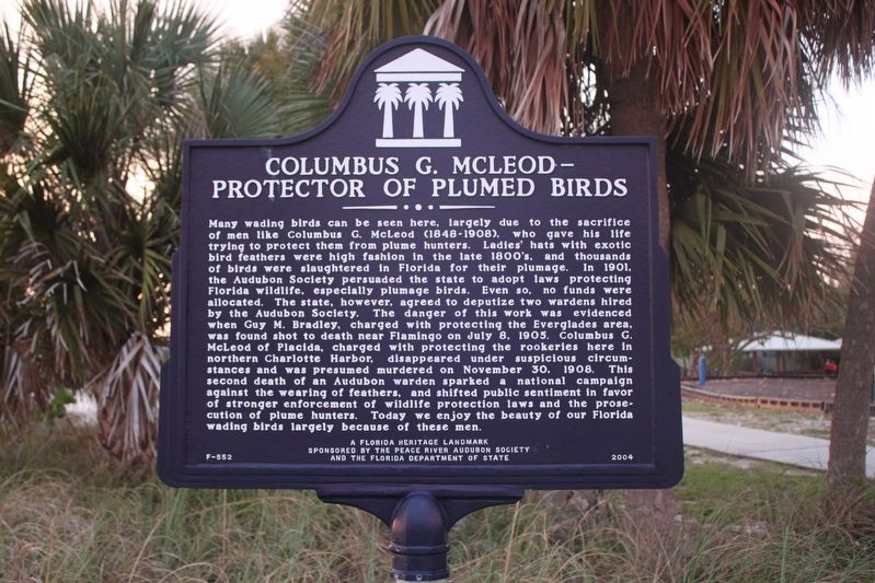 Columbus G. McLeod - Protector of Plumed Birds Marker image. Click for full size.