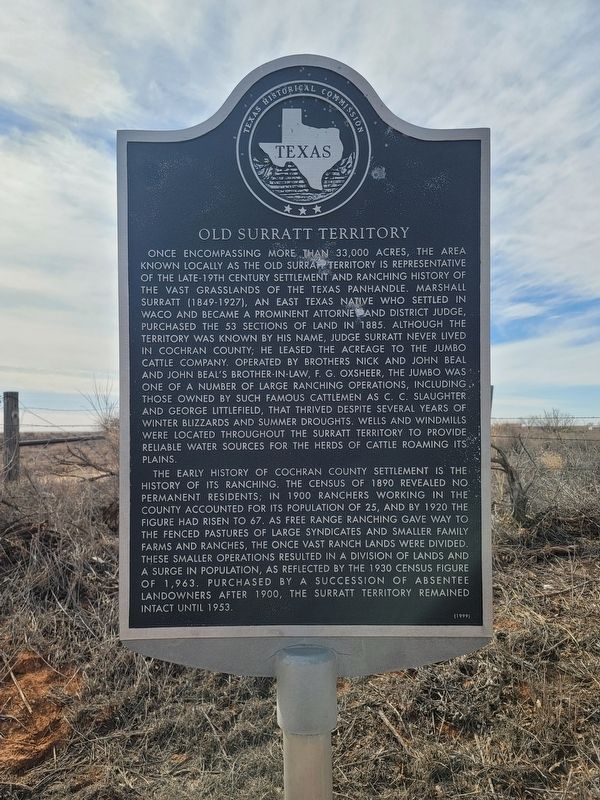 Old Surratt Territory Marker. Click for full size. Old Surratt Territory Marker image. Click for full size.