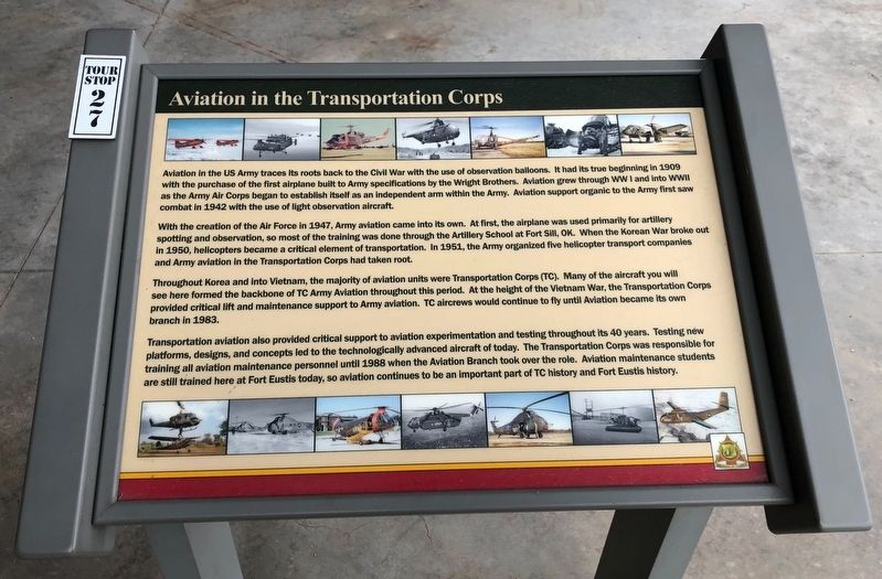 Aviation in the Transportation Corps Marker image. Click for full size.