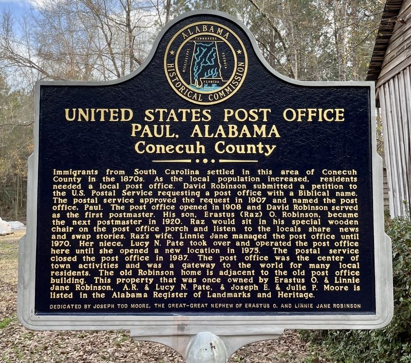 United States Post Office Paul, Alabama Marker image. Click for full size.