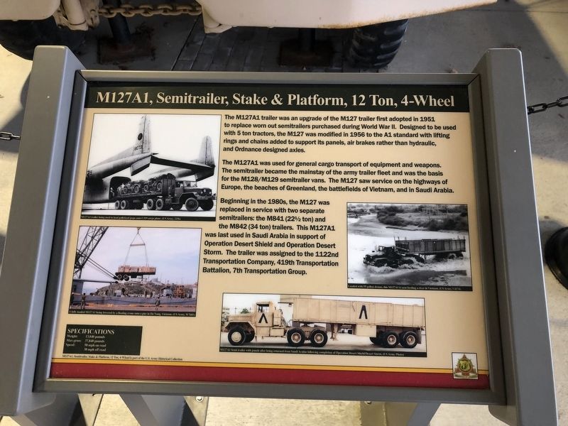 M127A1, Semitrailer, Stake & Platform, 12 Ton, 4-Wheel Marker image. Click for full size.