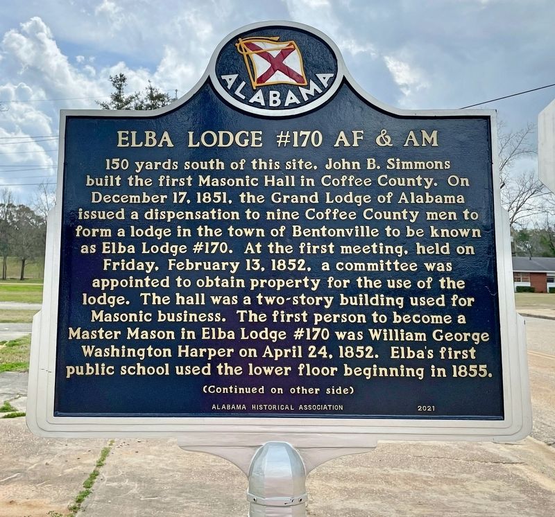 Elba Lodge #170 AF & AM Marker. Click for full size. Elba Lodge #170 AF & AM Marker image. Click for full size.