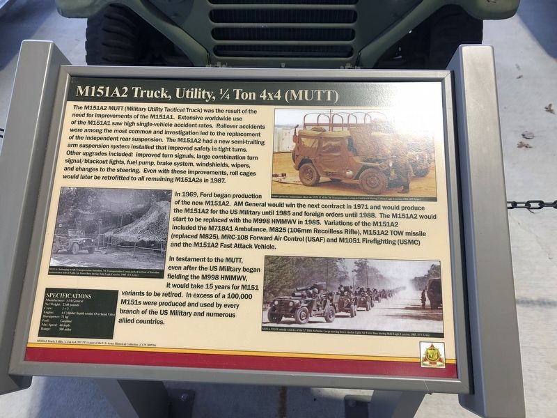 M151A2 Truck, Utility  Ton 44 (MUTT) Marker image. Click for full size.