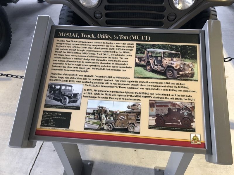 M151A1, Truck, Utility,  Ton (MUTT) Marker image. Click for full size.