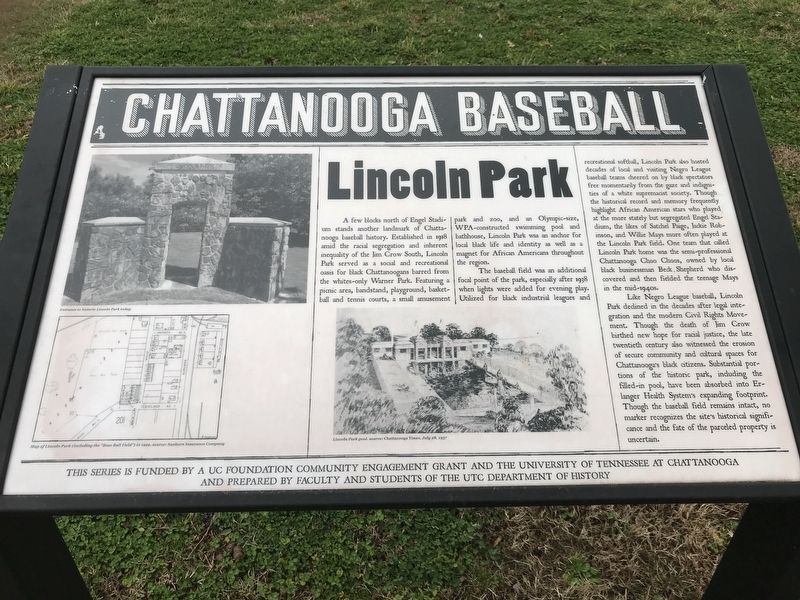 Chattanooga Baseball — Lincoln Park Marker image. Click for full size.