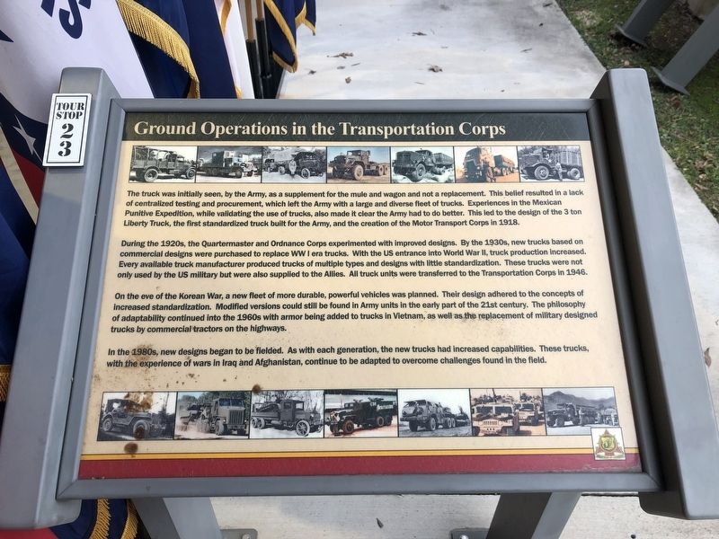 Ground Operations in the Transportation Corps Marker image. Click for full size.