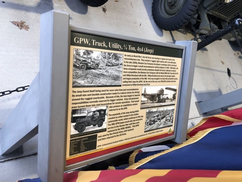 GPW, Truck, Utility, Ό Ton, 4Χ4 (Jeep) Marker. Click for full size. GPW, Truck, Utility, Ό Ton, 4Χ4 (Jeep) Marker image. Click for full size.