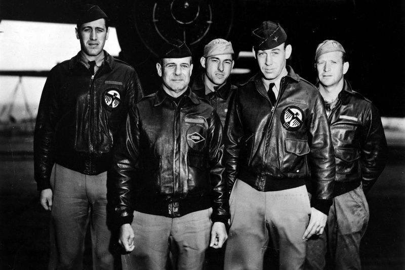 Lt. Col. James H. Dootliite and his B-25 crew aboard U.S.S. Hornet (CV-8) image. Click for full size.