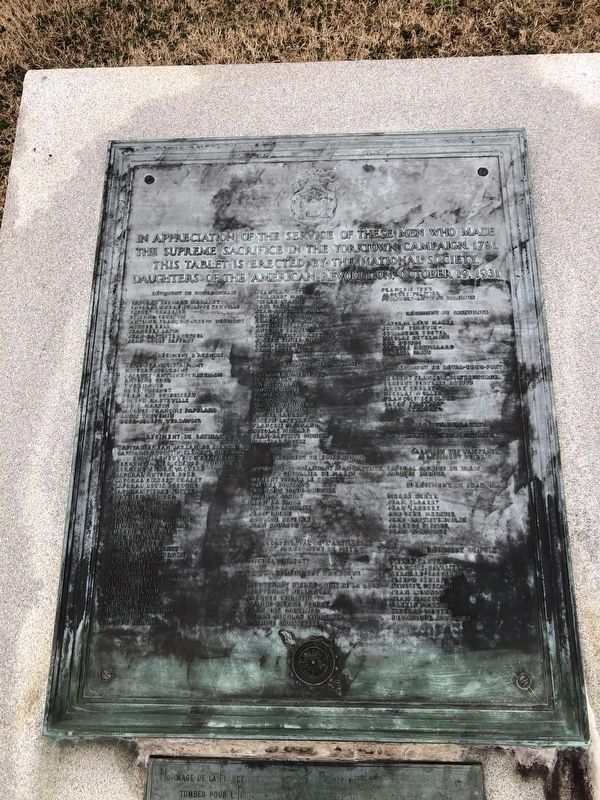 Yorktown Campaign Memorial [Second plaque] image. Click for full size.