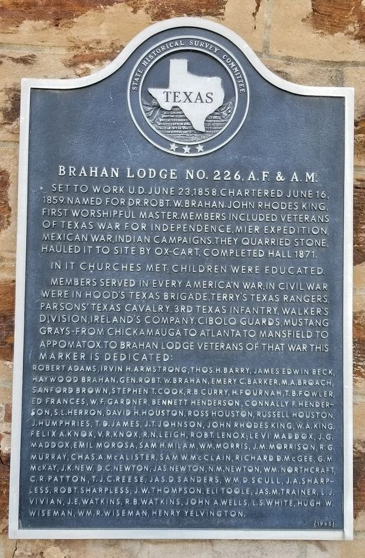 Brahan Lodge No. 226, A.F. & A.M. Marker image. Click for full size.