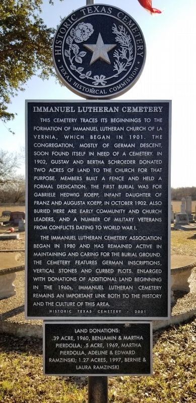Immanuel Lutheran Cemetery Marker image. Click for full size.