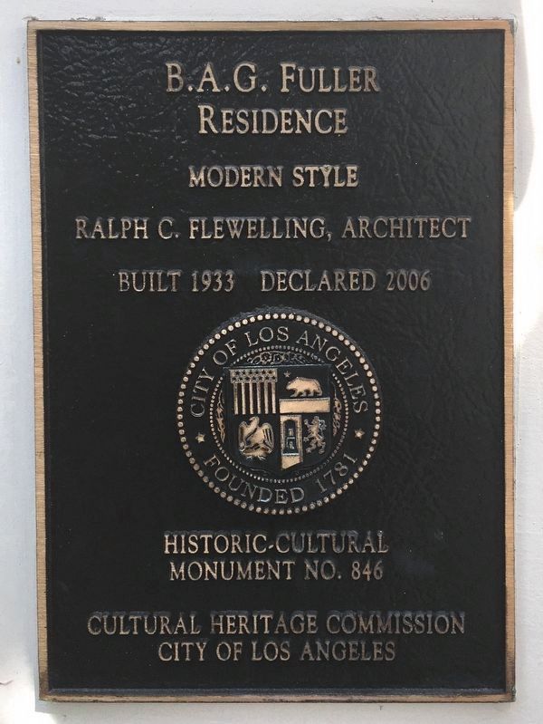 B.A.G. Fuller Residence Marker image. Click for full size.