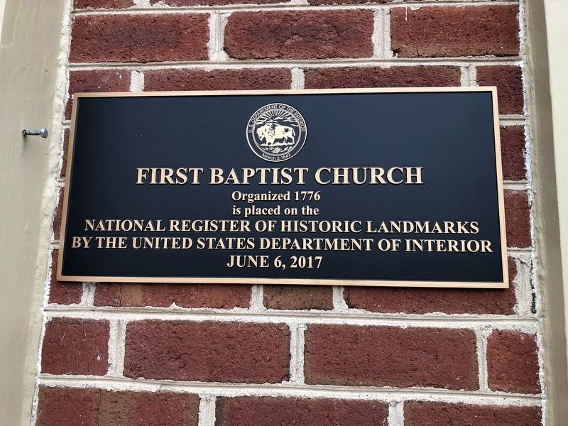 Plaque on First Baptist Church image. Click for full size.