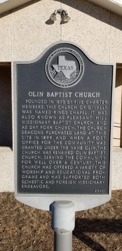 Olin Baptist Church Marker image. Click for full size.