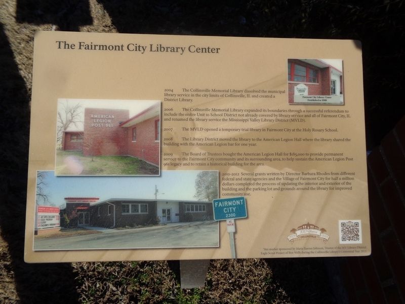The Fairmont City Library Center Marker image. Click for full size.