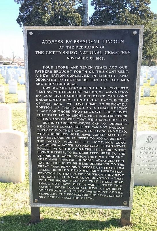 Gettysburg Address plaque image. Click for full size.