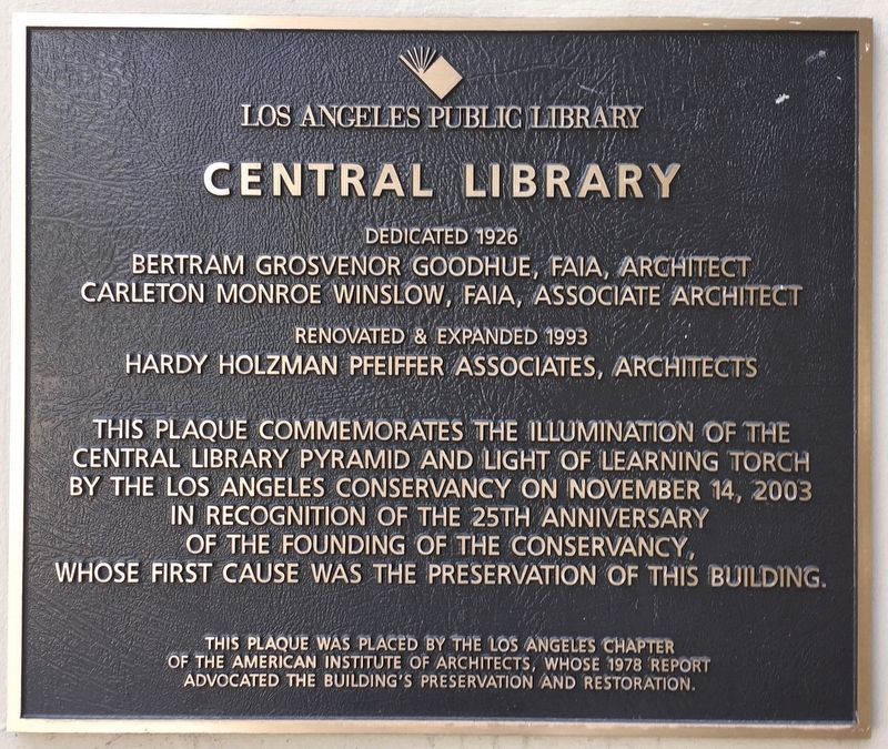 Los Angeles Central Library Marker image. Click for full size.