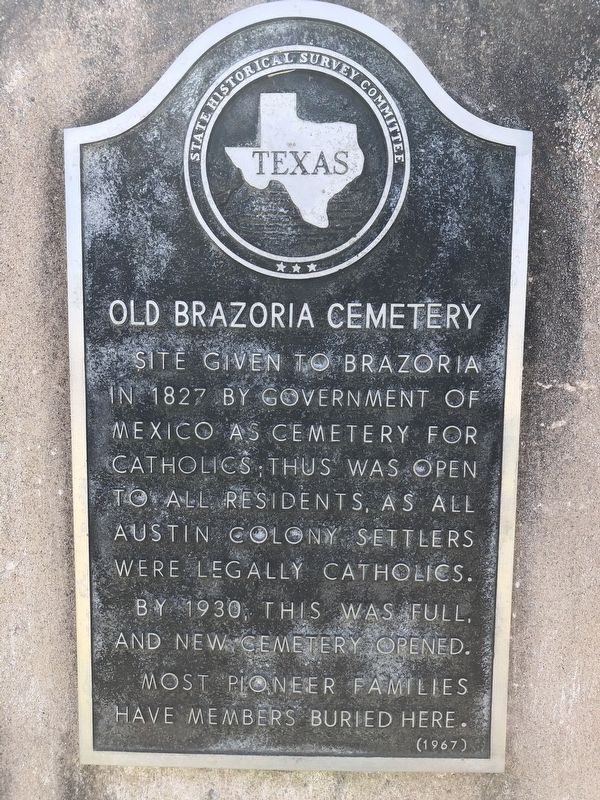 Old Brazoria Cemetery Marker image. Click for full size.