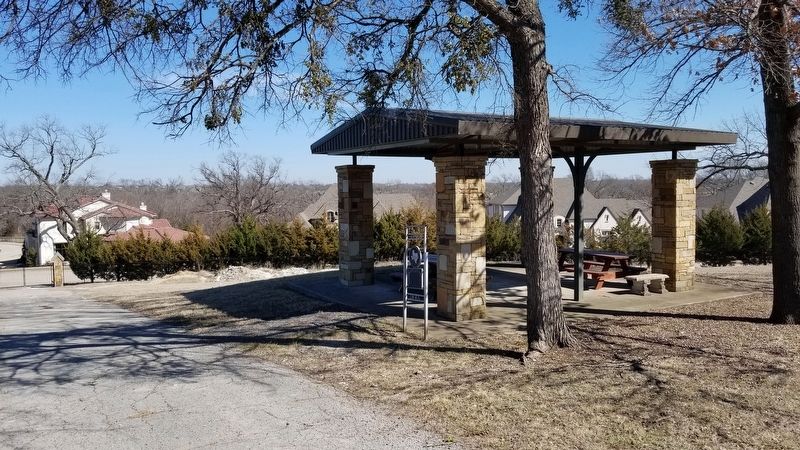 The view of the Walnut Grove Presbyterian Church and Marker by the Pavilion image. Click for full size.