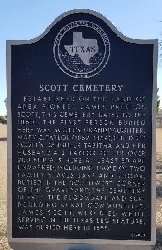 Scott Cemetery Marker image. Click for full size.