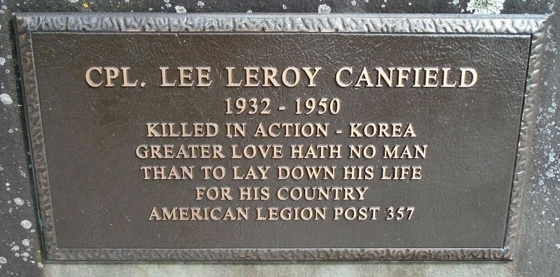 Cpl. Lee Leroy Canfield Marker image. Click for full size.