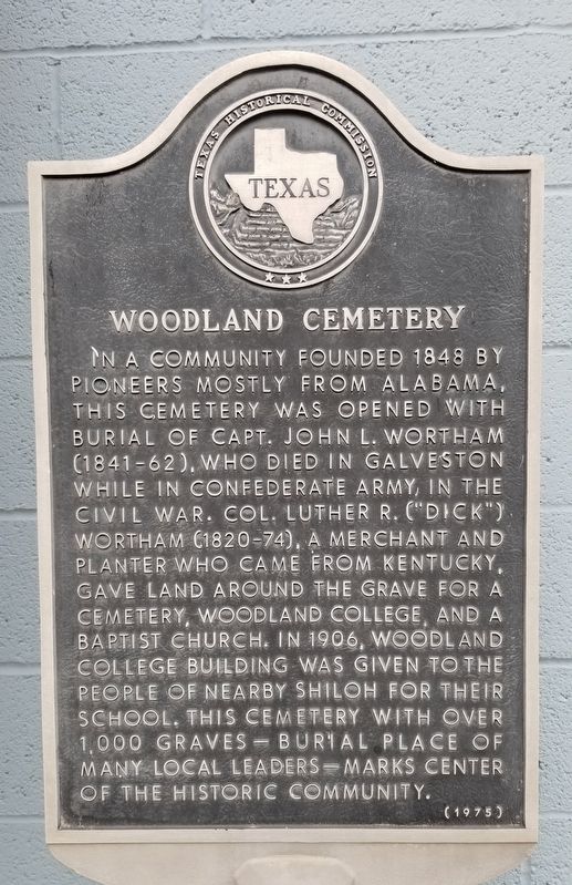 Woodland Cemetery Marker. Click for full size. Woodland Cemetery Marker image. Click for full size.