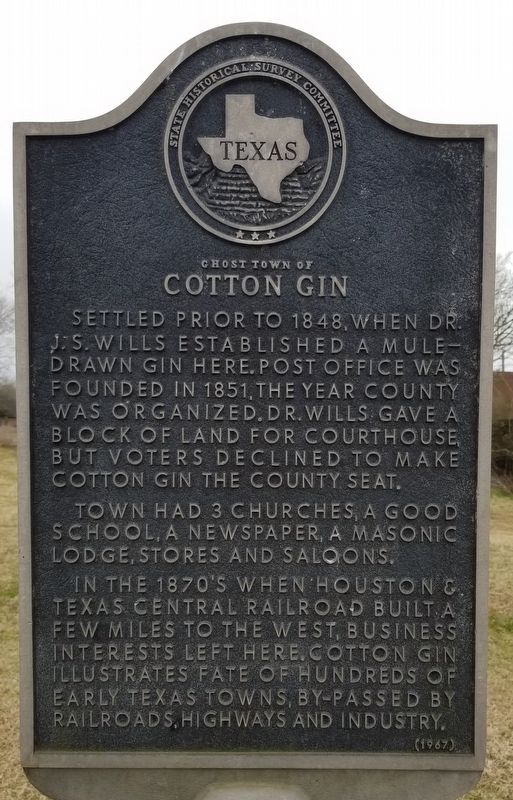 Ghost Town of Cotton Gin Marker. Click for full size. Ghost Town of Cotton Gin Marker image. Click for full size.