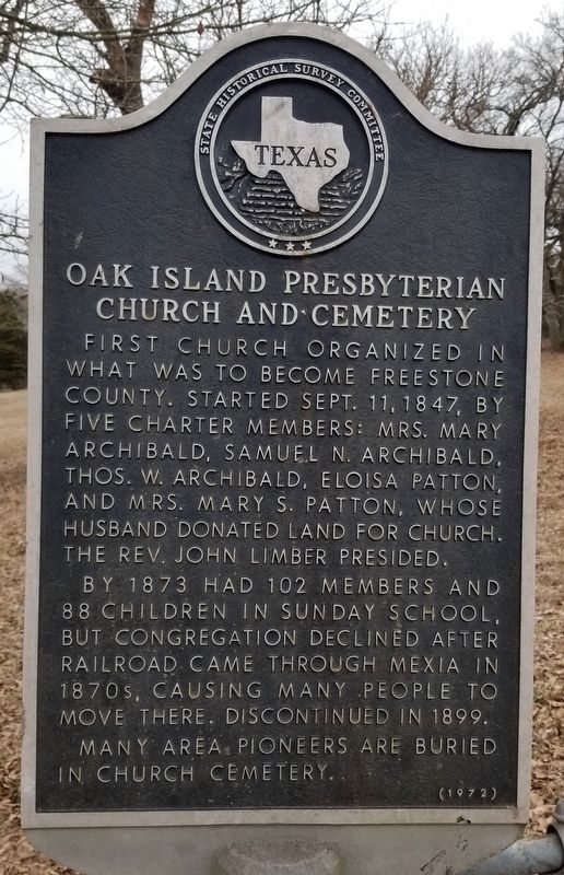 Oak Island Presbyterian Church and Cemetery Marker. Click for full size. Oak Island Presbyterian Church and Cemetery Marker image. Click for full size.