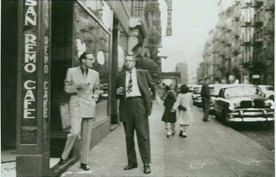 Allen Ginsberg (left) at the San Remo Caf� image. Click for more information.