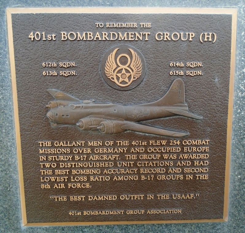 401st Bombardment Group (H) Marker image. Click for full size.