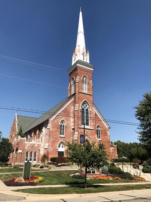 Saint Lorenz Evangelical Lutheran Church and the Historical Marker image. Click for full size.