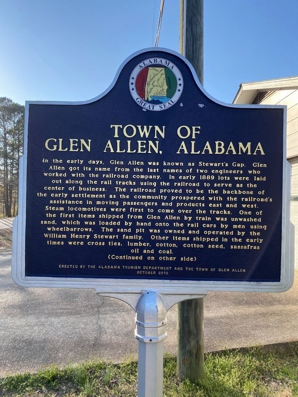 Town of Glen Allen, Alabama Marker image. Click for full size.