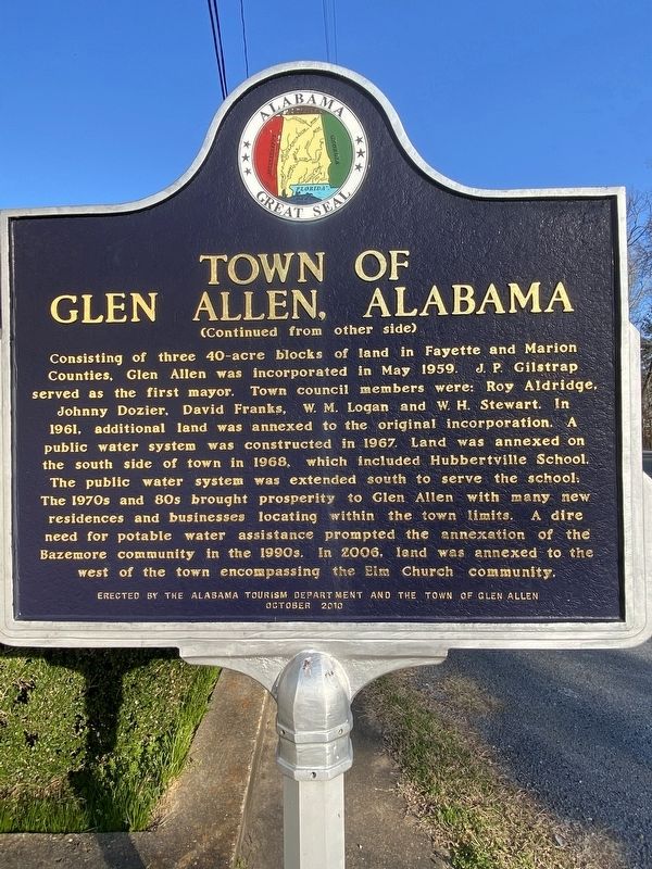 Town of Glen Allen, Alabama Marker image. Click for full size.