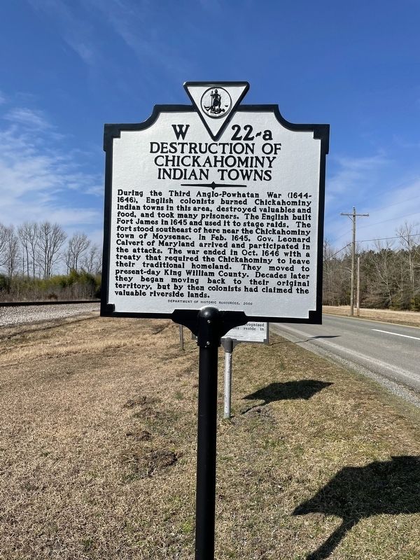 Destruction of Chickahominy Indian Towns Marker image. Click for full size.