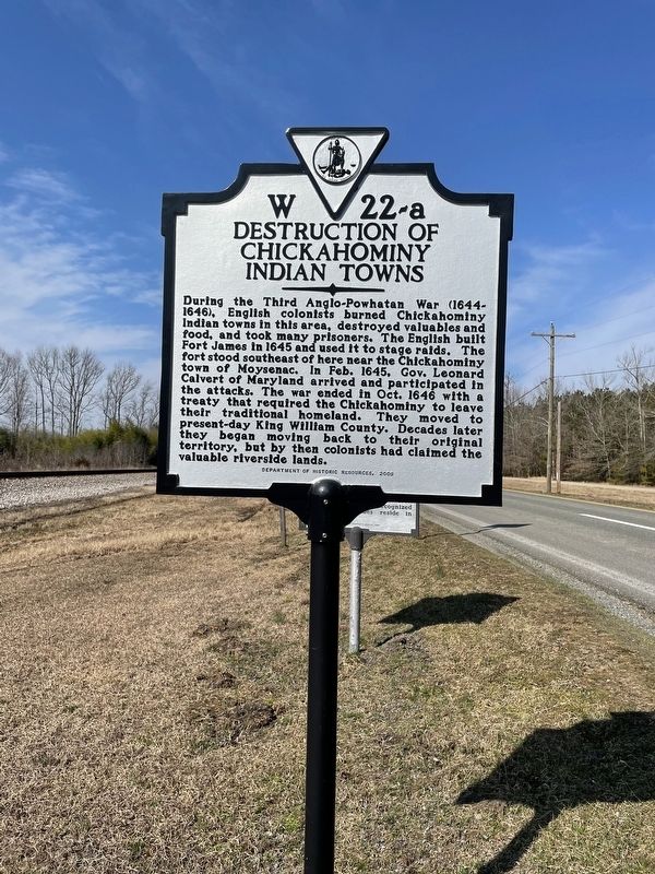 Destruction of Chickahominy Indian Towns Marker image. Click for full size.