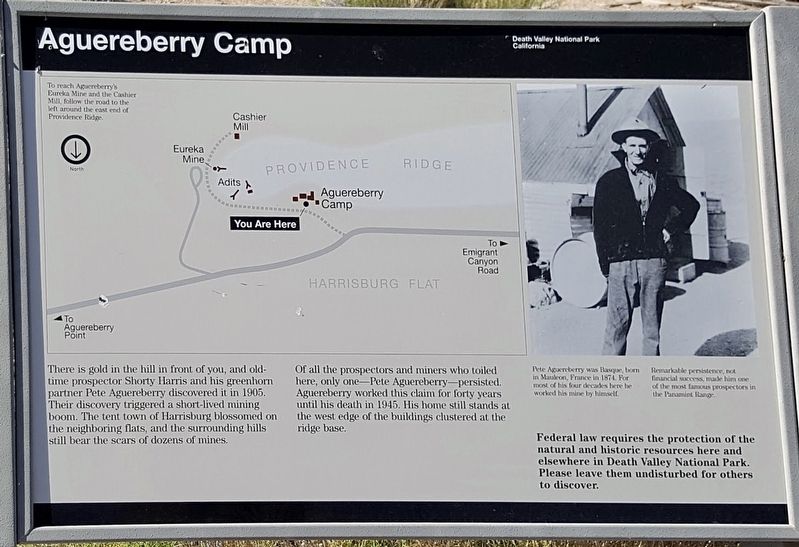Aguereberry Camp Marker. Click for full size. Aguereberry Camp Marker image. Click for full size.