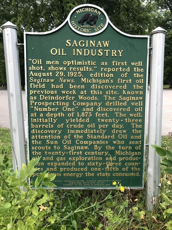 Saginaw Oil Industry Marker image. Click for full size.